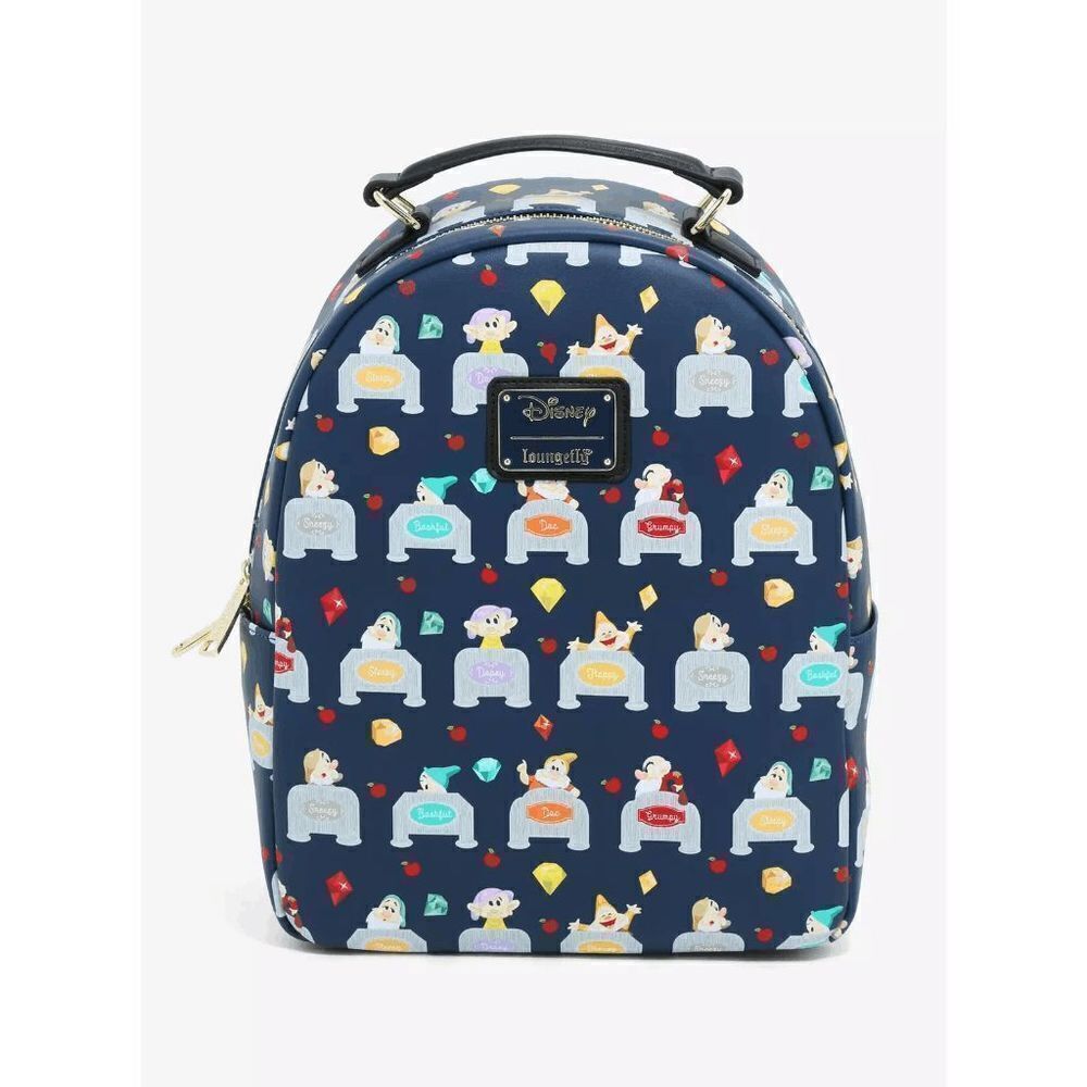 Loungefly Disney Snow White and the Seven Dwarves Beds Allover Print Mini Backpa